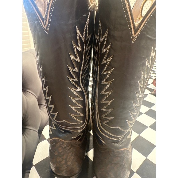 Tony Lama El Paso Men's Brown Snake Print Western Cowboy Boots Sz 7.5 D - Picture 9 of 9